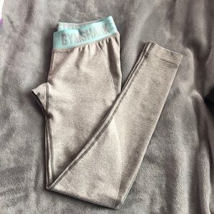 Gymshark Flex Leggings Light Grey/Teal Band